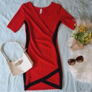 NOBO, size xs, cherry red body con fitted mini dress, holiday, Christmas